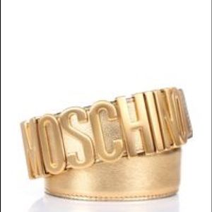 Moschino gold hardware skinny belt